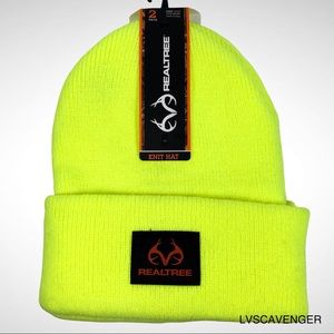 Realtree Knit Hat Adjustable Fit Neon Yellow Beanie 2 Pack!